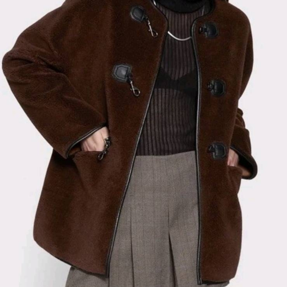 Rebecca Minkoff Shearling Toggle Jacket Women's Size M Chocolate Brown NWT